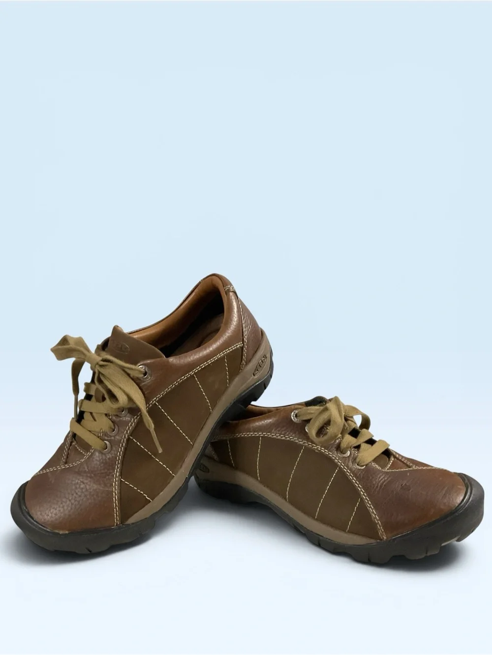 Keen Brown Leather Lace-Up Presidio Sneakers Women's Size 8